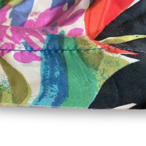 Vintage New Concepts Shirt Tropical Palm Striped Oversized Blue White Silk Large - Picture 5 of 9